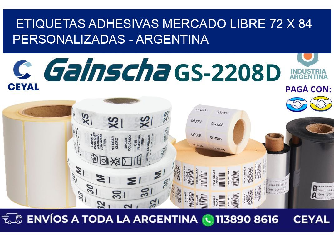 etiquetas adhesivas mercado libre 72 x 84 personalizadas – Argentina