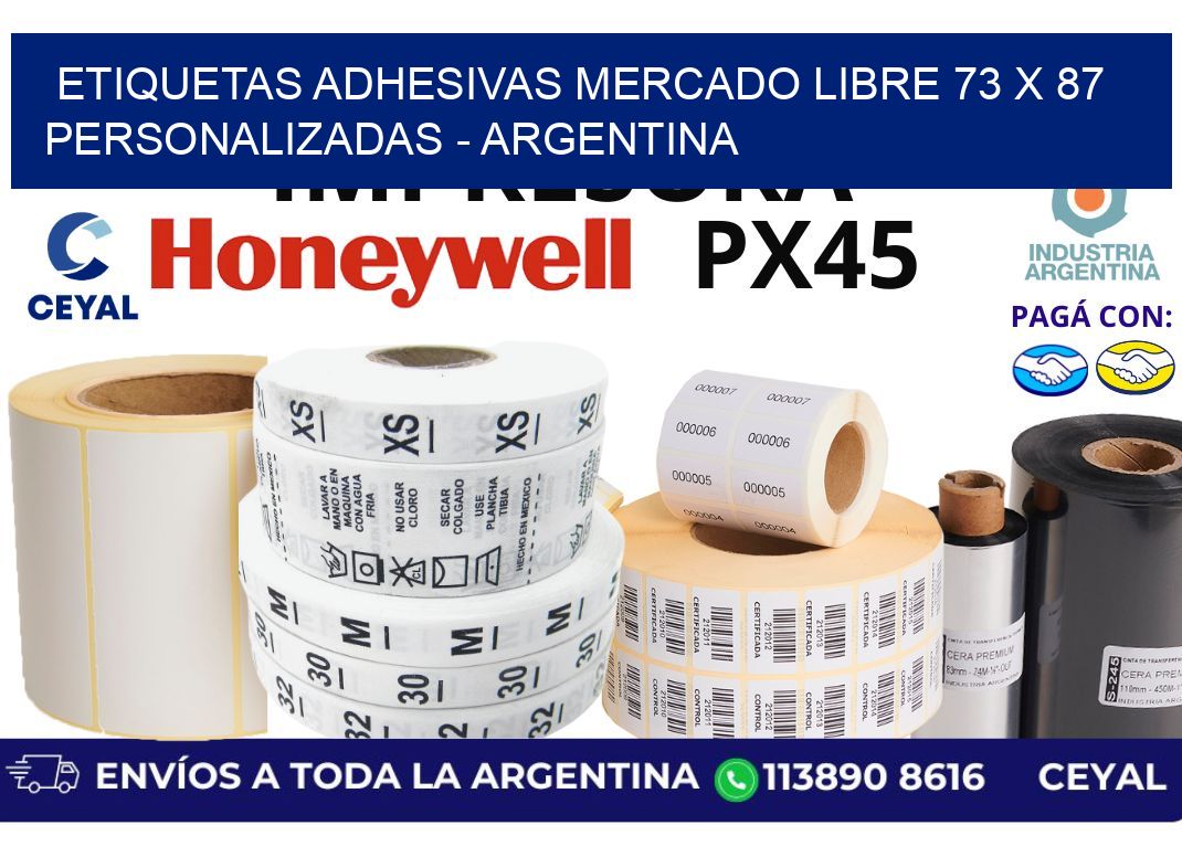 etiquetas adhesivas mercado libre 73 x 87 personalizadas - Argentina