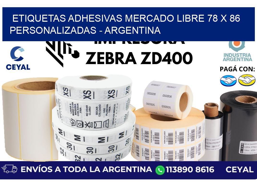 etiquetas adhesivas mercado libre 78 x 86 personalizadas – Argentina