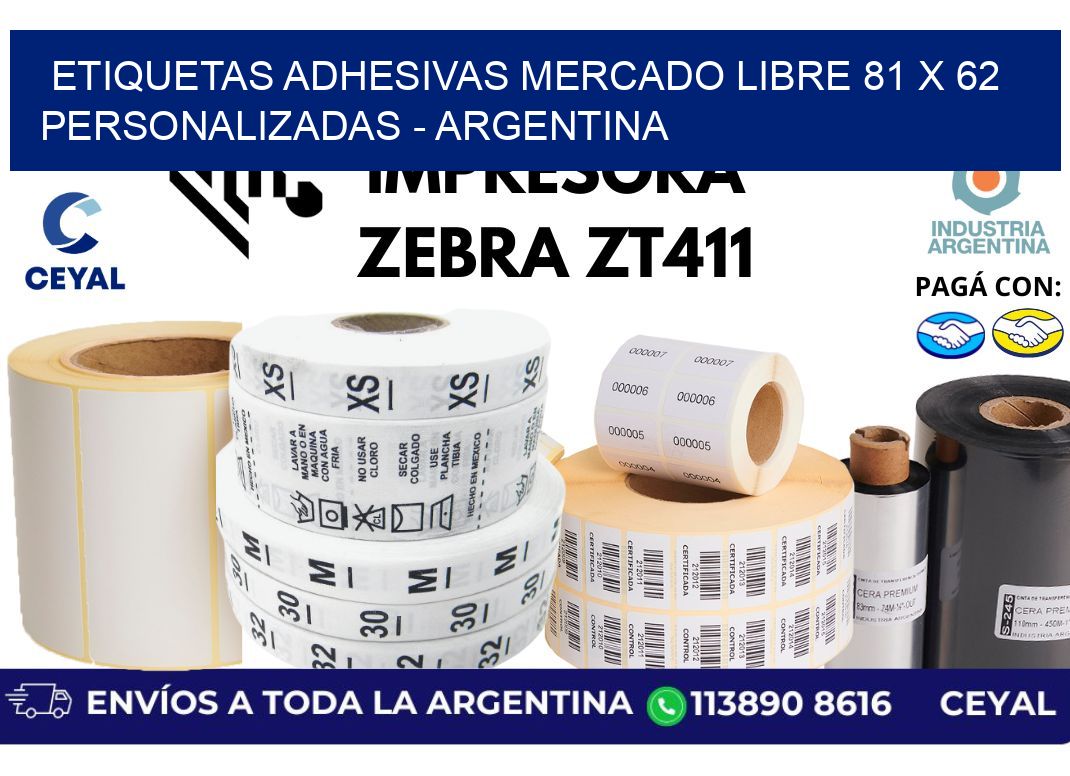 etiquetas adhesivas mercado libre 81 x 62 personalizadas - Argentina