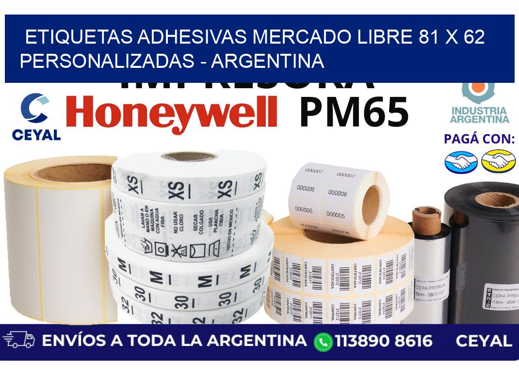etiquetas adhesivas mercado libre 81 x 62 personalizadas - Argentina