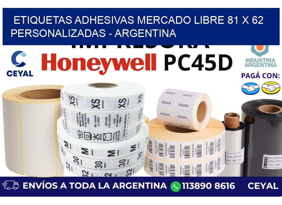 etiquetas adhesivas mercado libre 81 x 62 personalizadas – Argentina