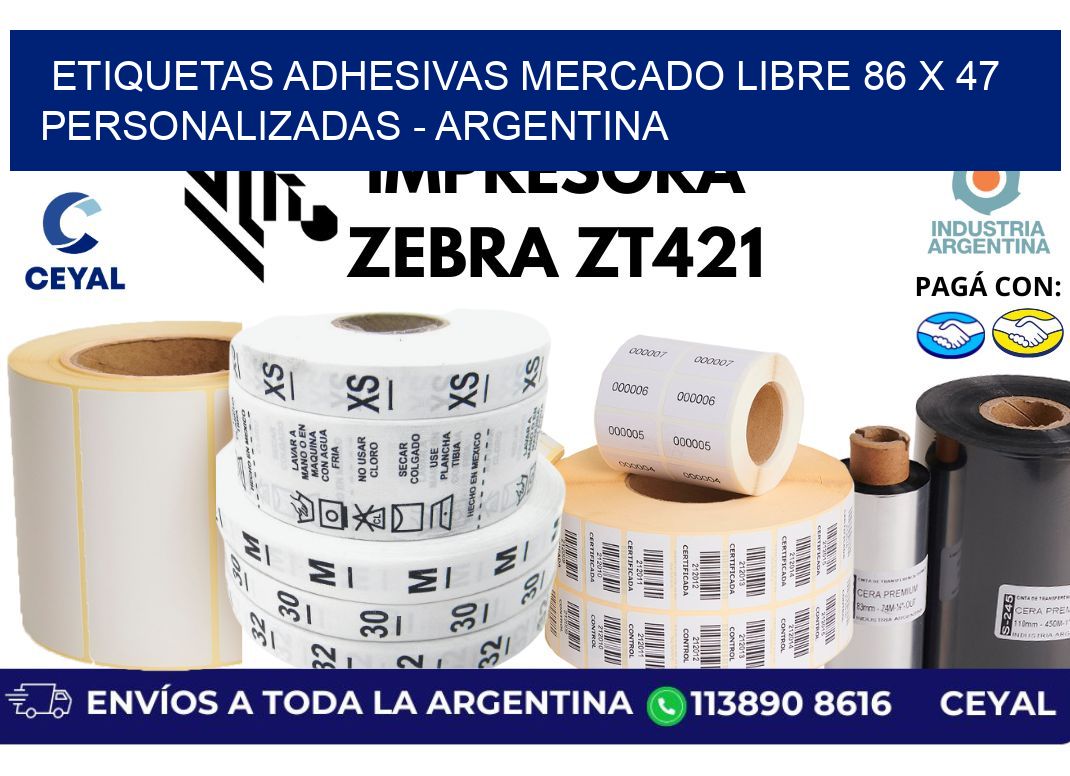 etiquetas adhesivas mercado libre 86 x 47 personalizadas – Argentina