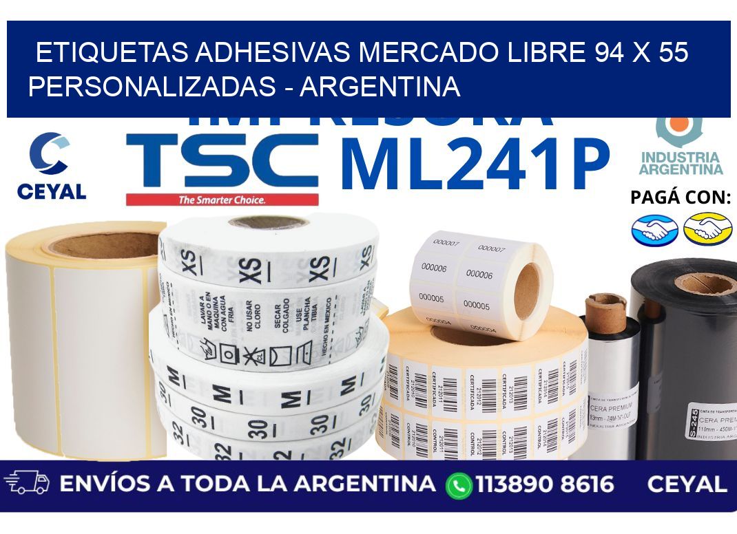 etiquetas adhesivas mercado libre 94 x 55 personalizadas - Argentina