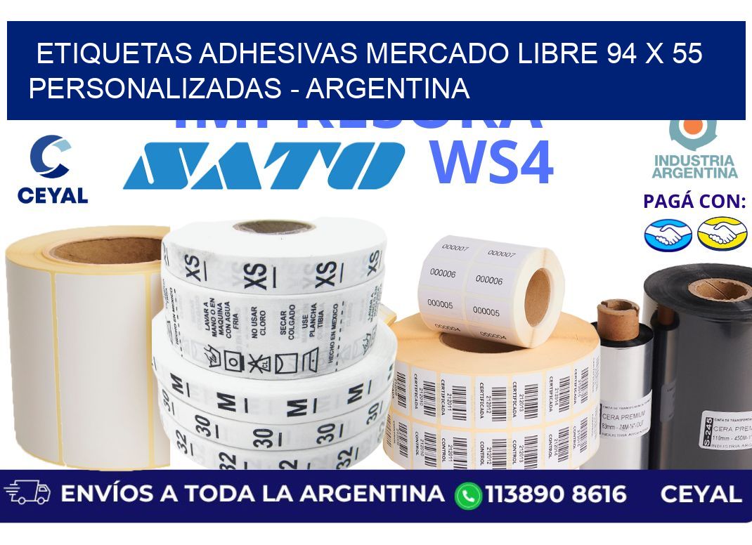 etiquetas adhesivas mercado libre 94 x 55 personalizadas – Argentina