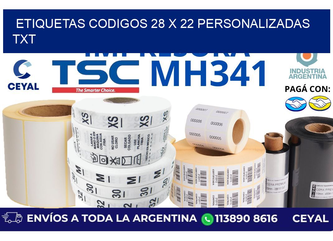 etiquetas codigos 28 x 22 personalizadas txt
