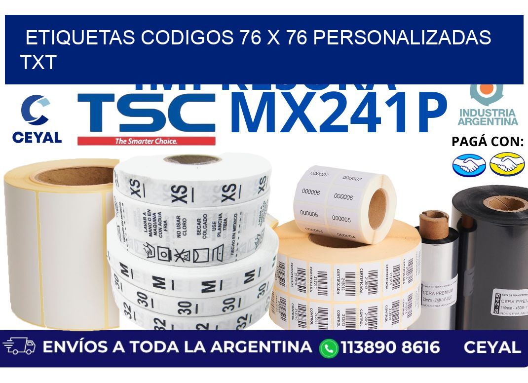 etiquetas codigos 76 x 76 personalizadas txt