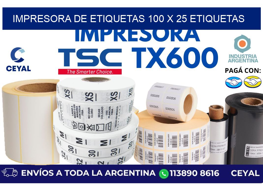 impresora de etiquetas 100 x 25 etiquetas