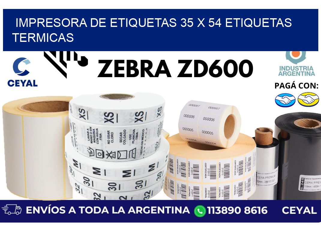 impresora de etiquetas 35 x 54 etiquetas termicas