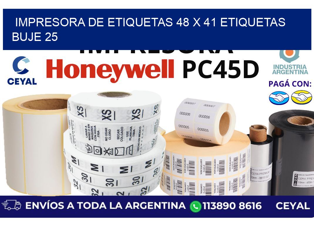 impresora de etiquetas 48 x 41 etiquetas  buje 25