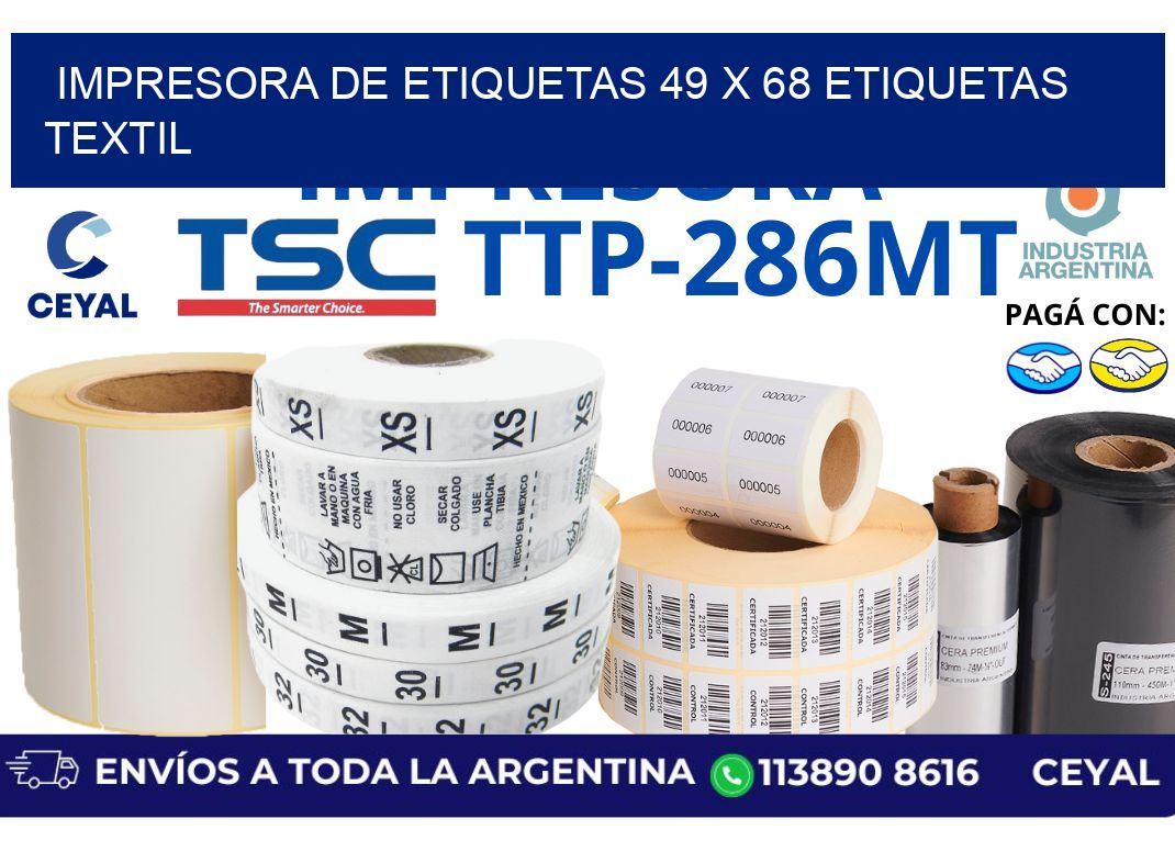 impresora de etiquetas 49 x 68 etiquetas textil