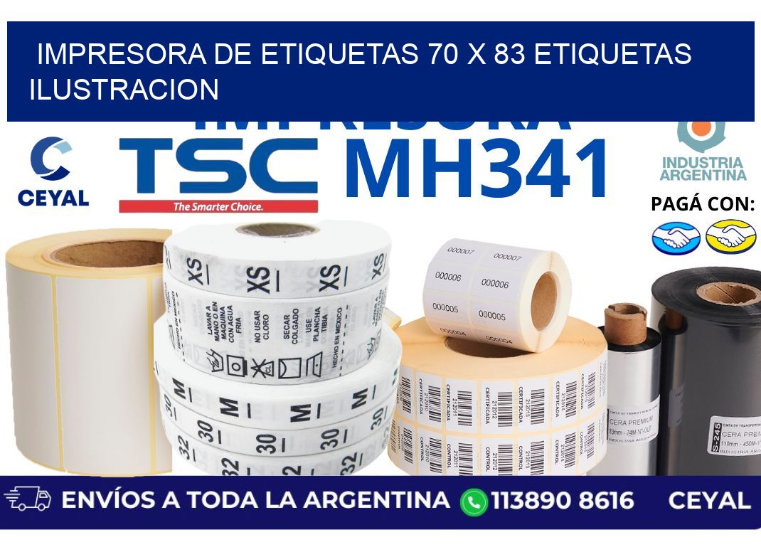 impresora de etiquetas 70 x 83 etiquetas ilustracion