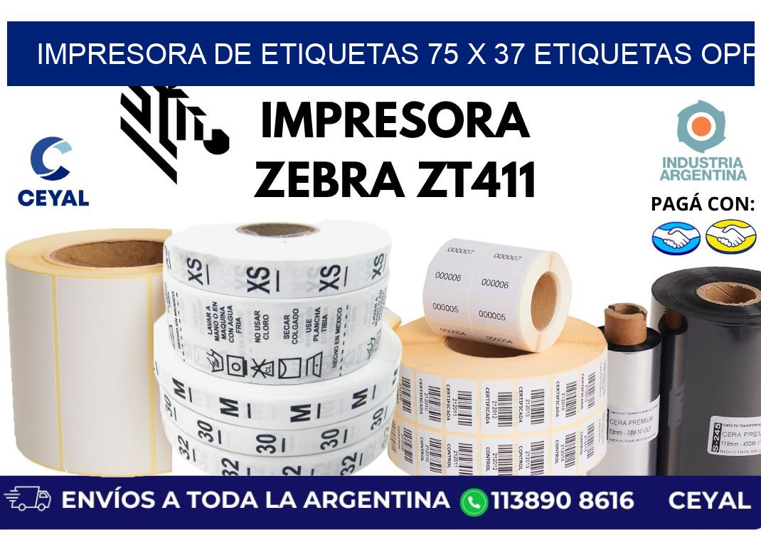 impresora de etiquetas 75 x 37 etiquetas opp