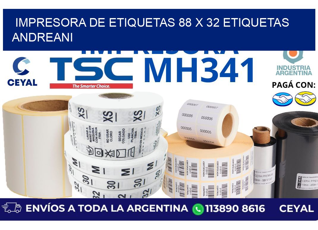 impresora de etiquetas 88 x 32 etiquetas andreani