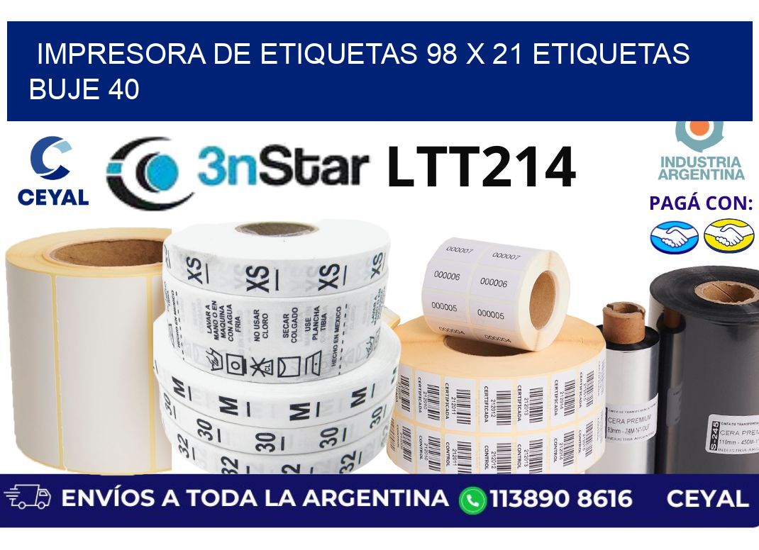 impresora de etiquetas 98 x 21 etiquetas buje 40