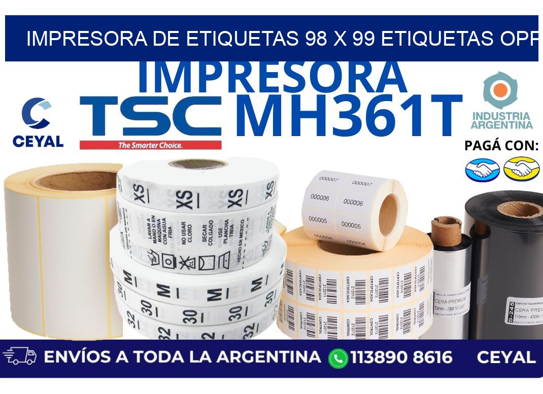impresora de etiquetas 98 x 99 etiquetas opp