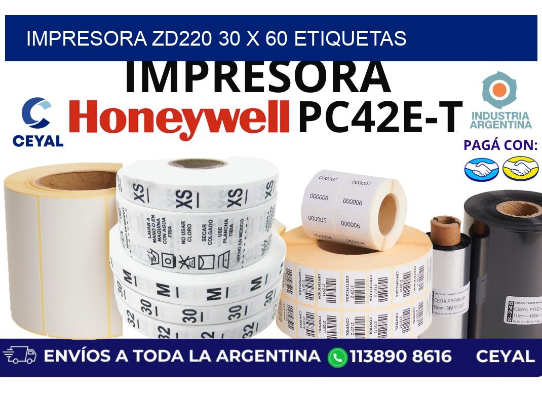 impresora zd220 30 x 60 etiquetas