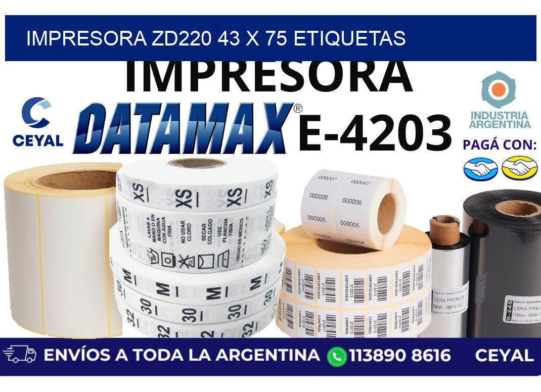 impresora zd220 43 x 75 etiquetas
