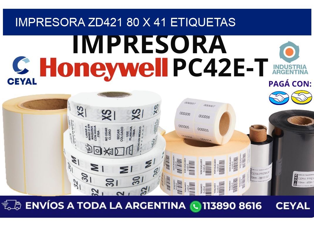 impresora zd421 80 x 41 etiquetas