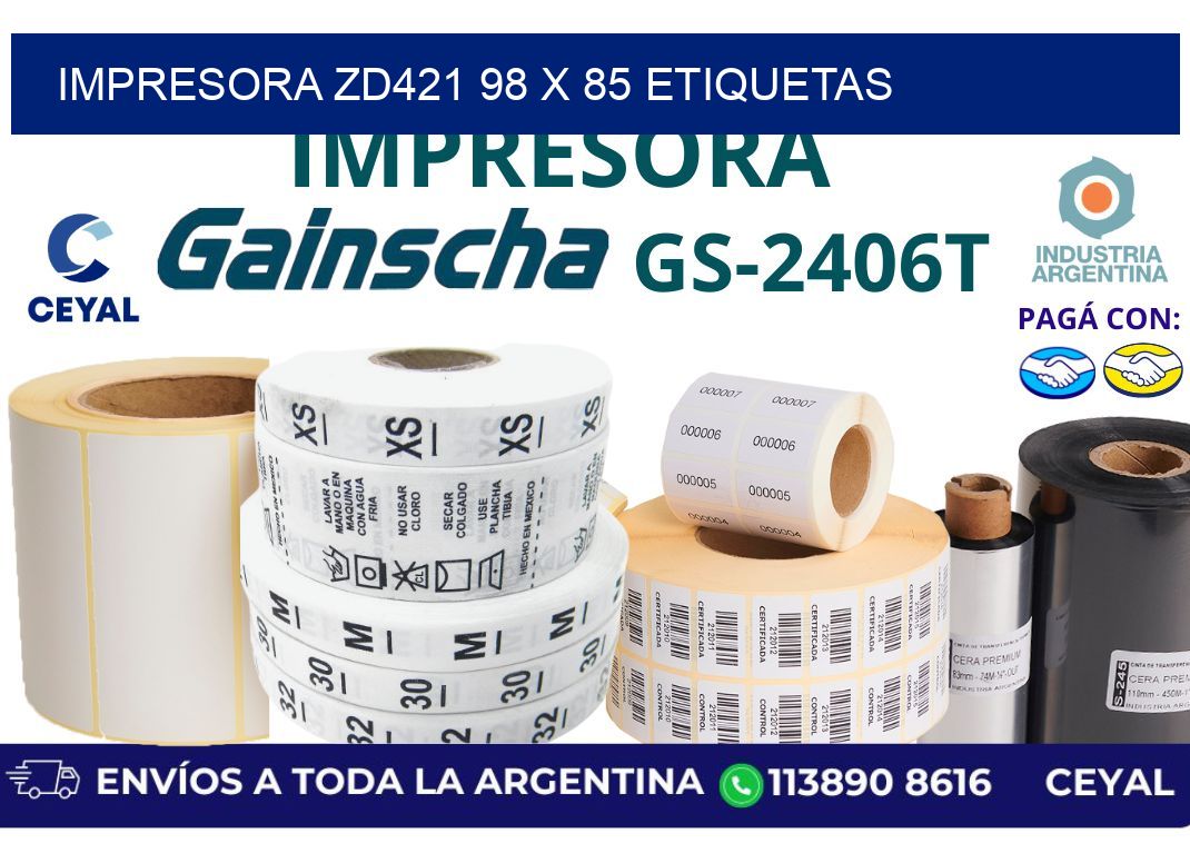 impresora zd421 98 x 85 etiquetas