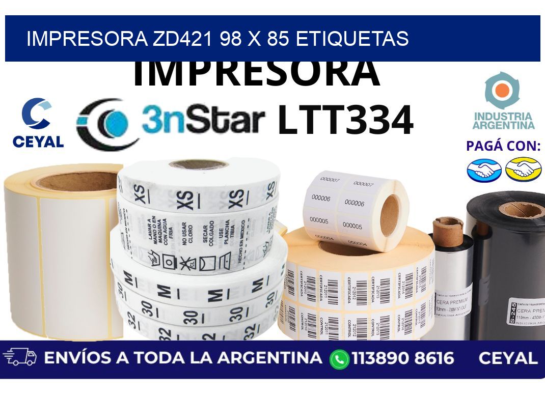 impresora zd421 98 x 85 etiquetas