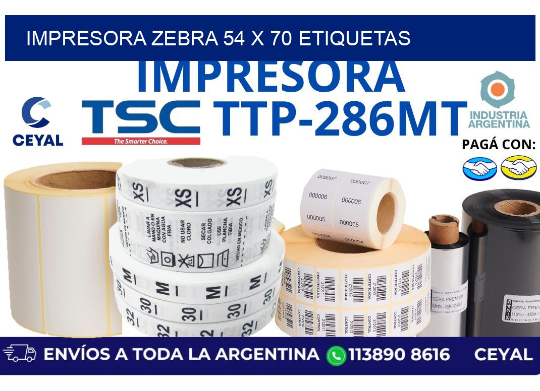 impresora zebra 54 x 70 etiquetas