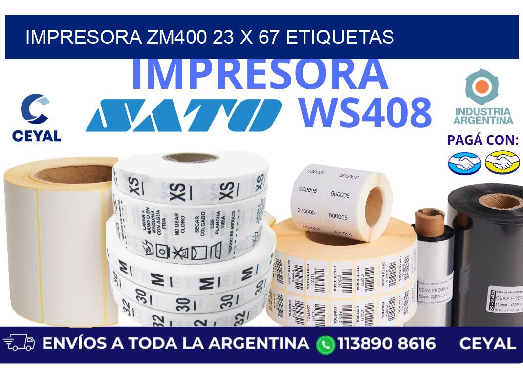 impresora zm400 23 x 67 etiquetas