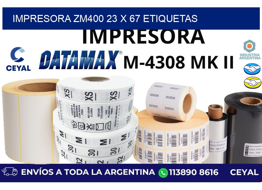 impresora zm400 23 x 67 etiquetas