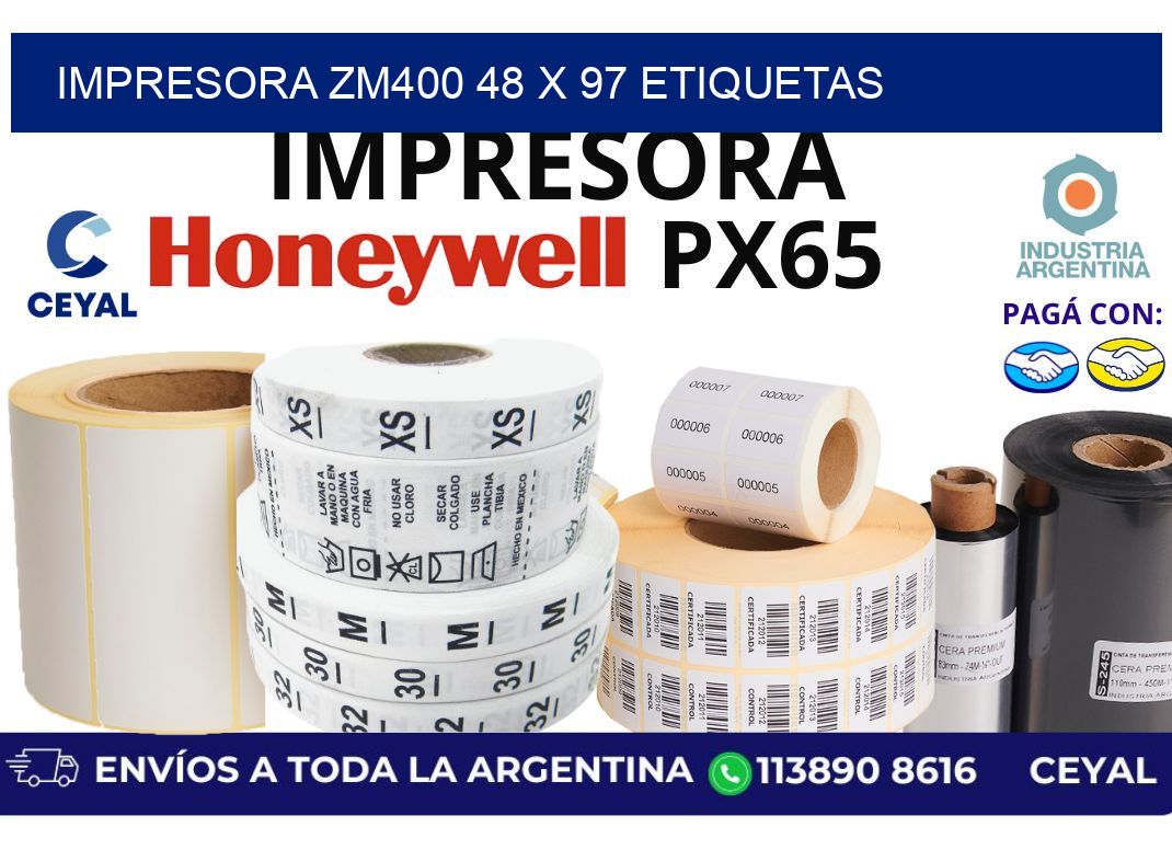 impresora zm400 48 x 97 etiquetas