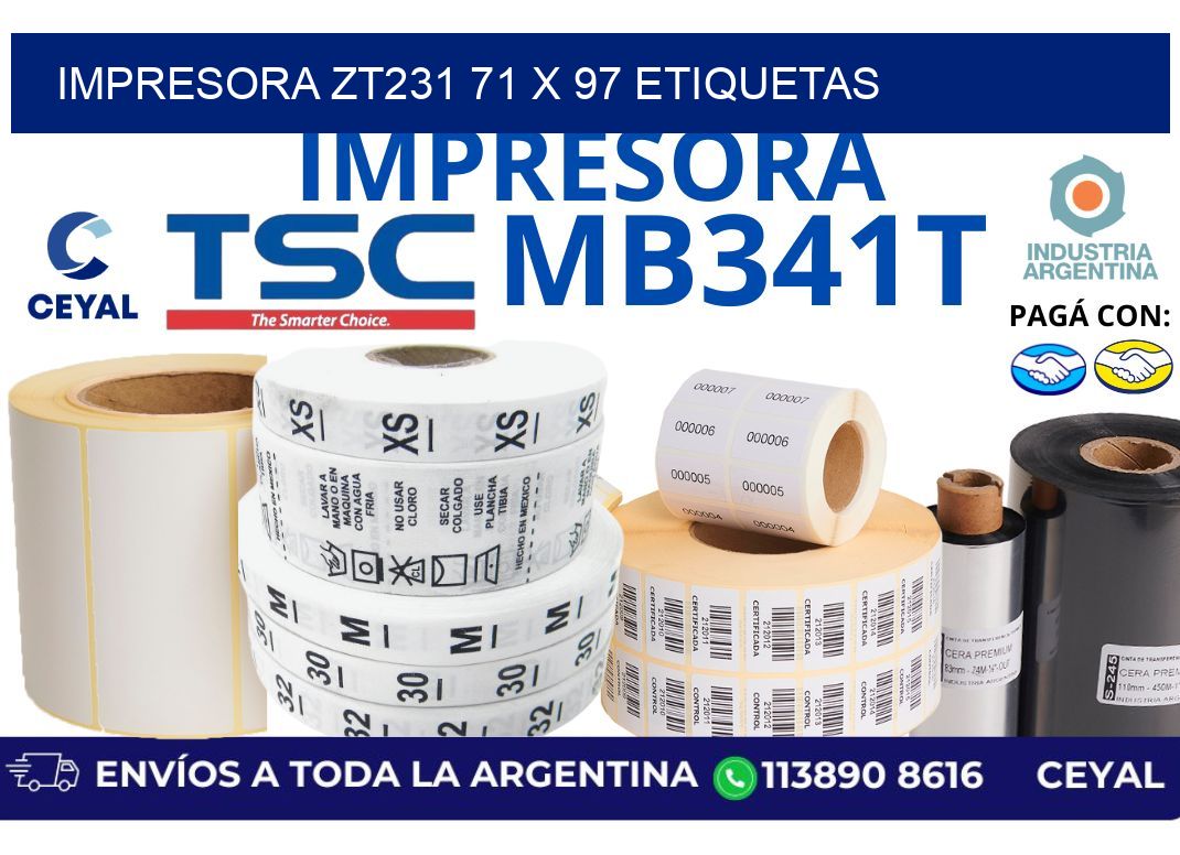 impresora zt231 71 x 97 etiquetas