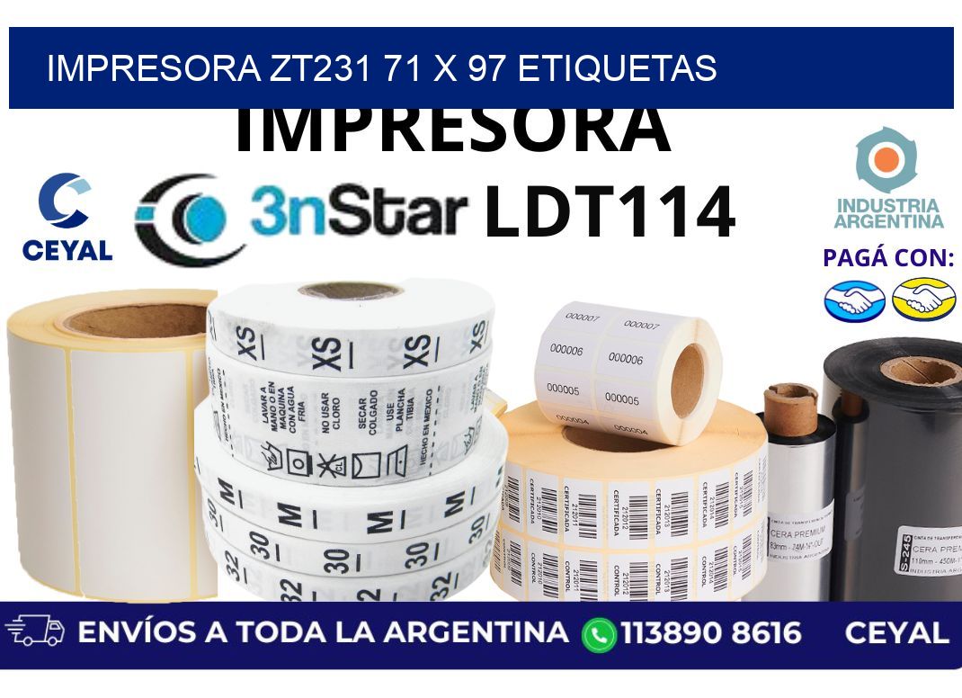 impresora zt231 71 x 97 etiquetas