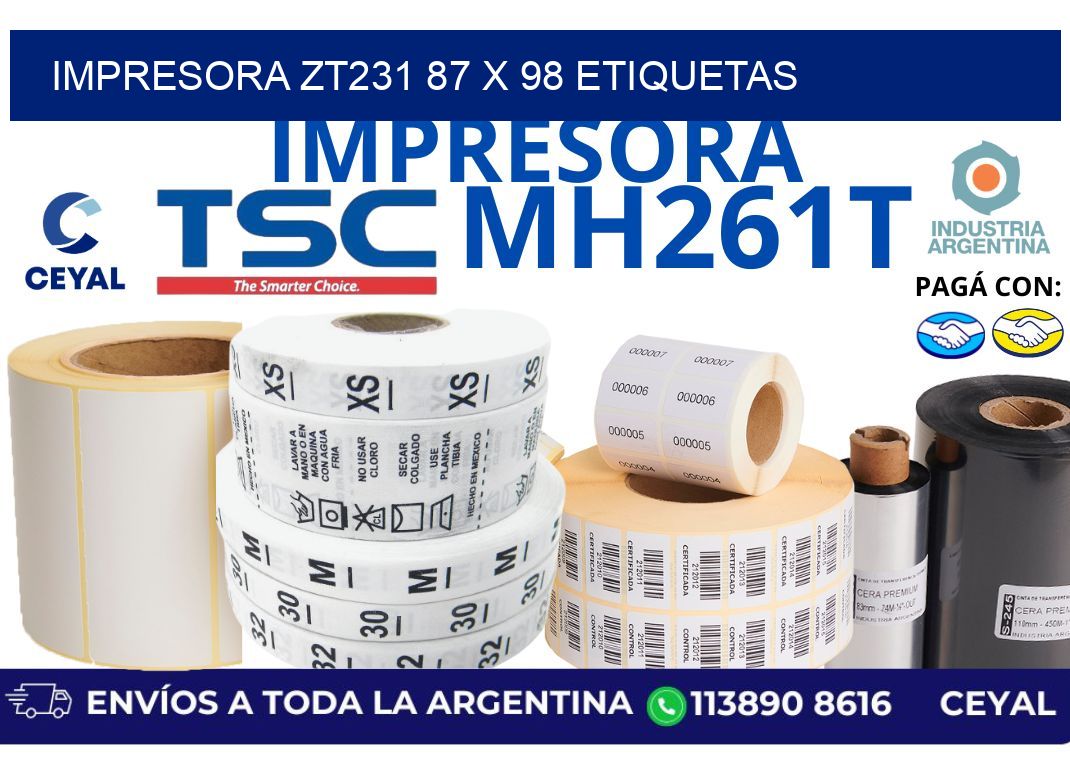 impresora zt231 87 x 98 etiquetas