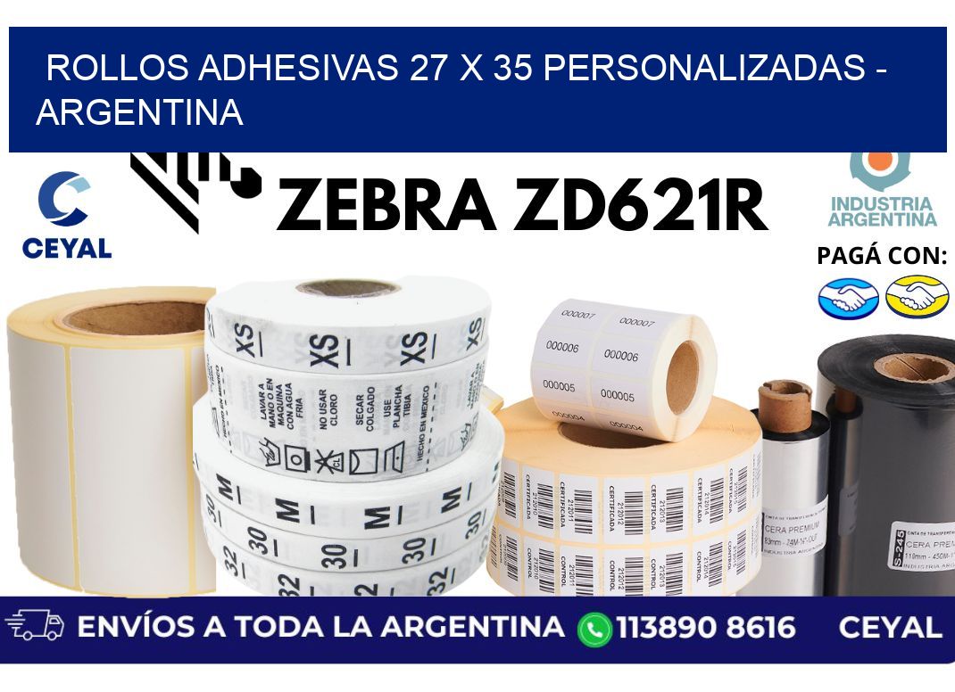 rollos adhesivas 27 x 35 personalizadas – Argentina