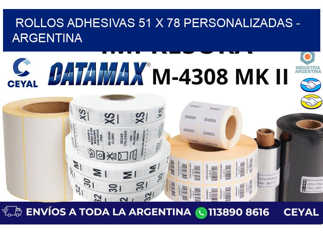 rollos adhesivas 51 x 78 personalizadas - Argentina