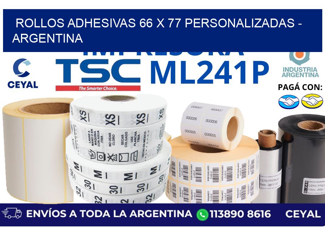 rollos adhesivas 66 x 77 personalizadas - Argentina