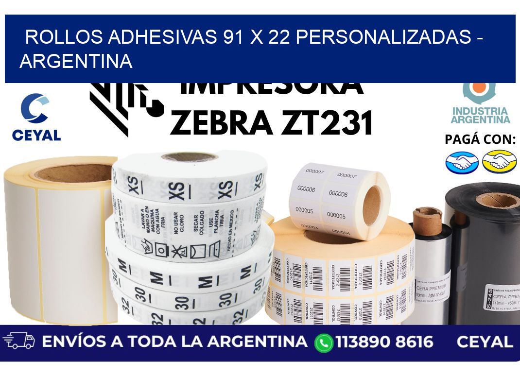 rollos adhesivas 91 x 22 personalizadas – Argentina