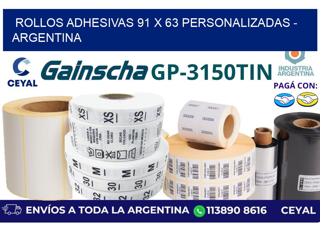 rollos adhesivas 91 x 63 personalizadas – Argentina