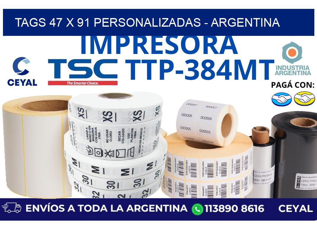 tags 47 x 91 personalizadas - Argentina