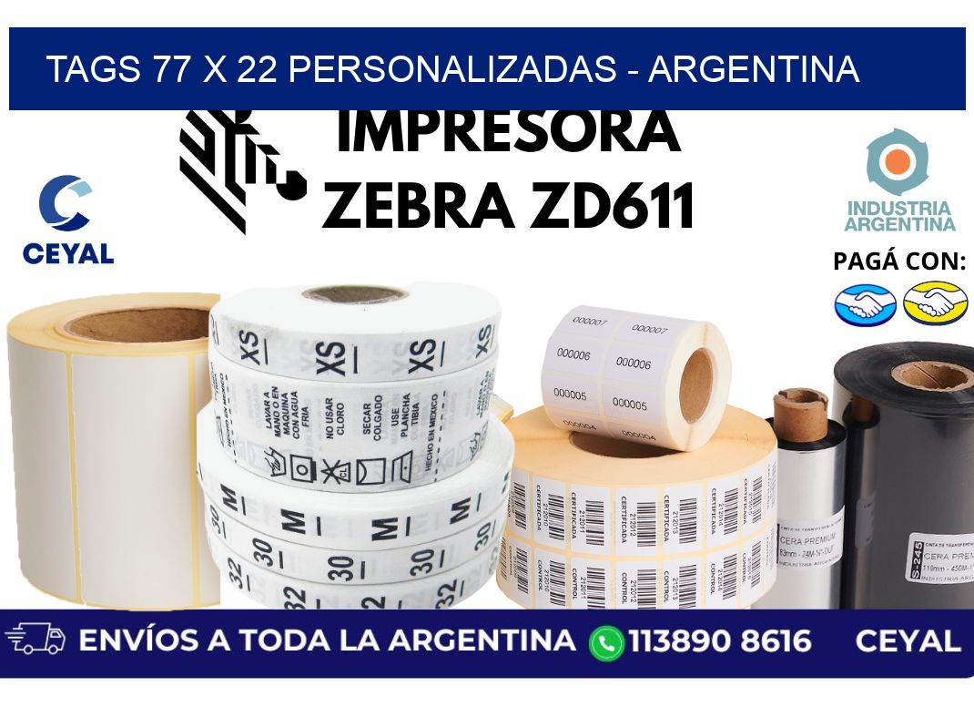 tags 77 x 22 personalizadas - Argentina