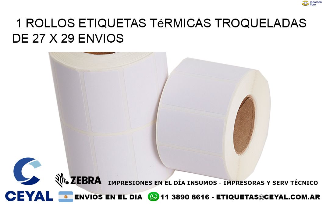 1 Rollos Etiquetas Térmicas Troqueladas De 27 x 29 ENVIOS