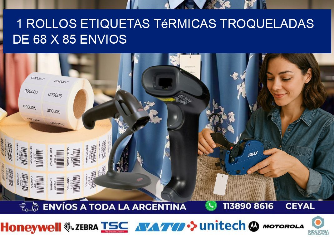 1 Rollos Etiquetas Térmicas Troqueladas De 68 x 85 ENVIOS