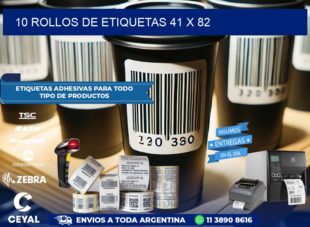 10 ROLLOS DE ETIQUETAS 41 x 82