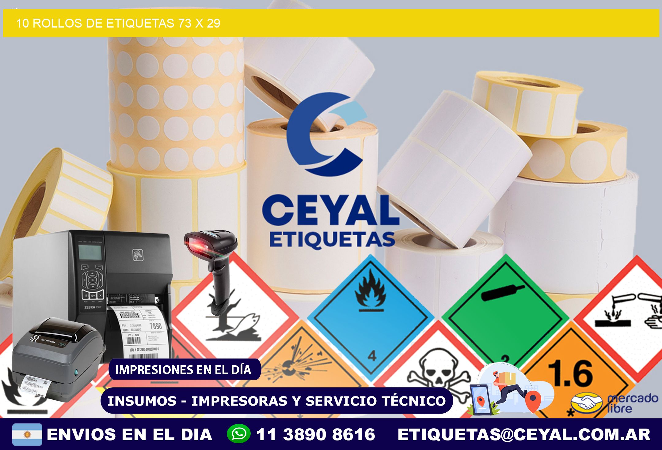 10 ROLLOS DE ETIQUETAS 73 x 29