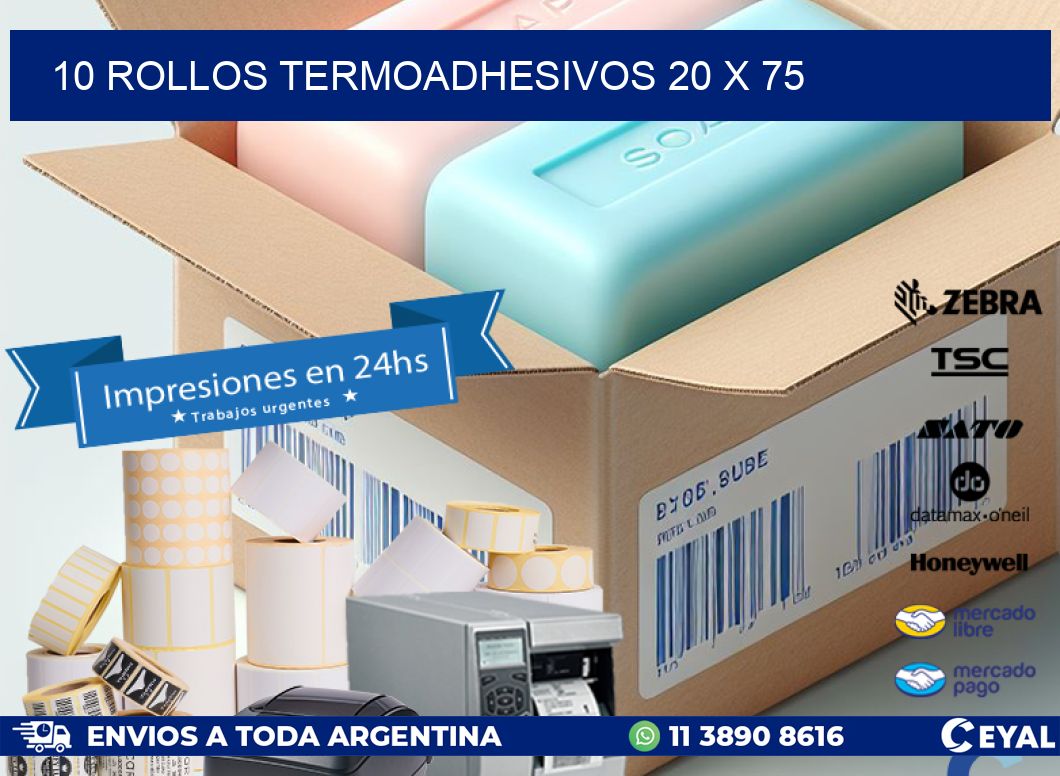 10 ROLLOS TERMOADHESIVOS 20 x 75