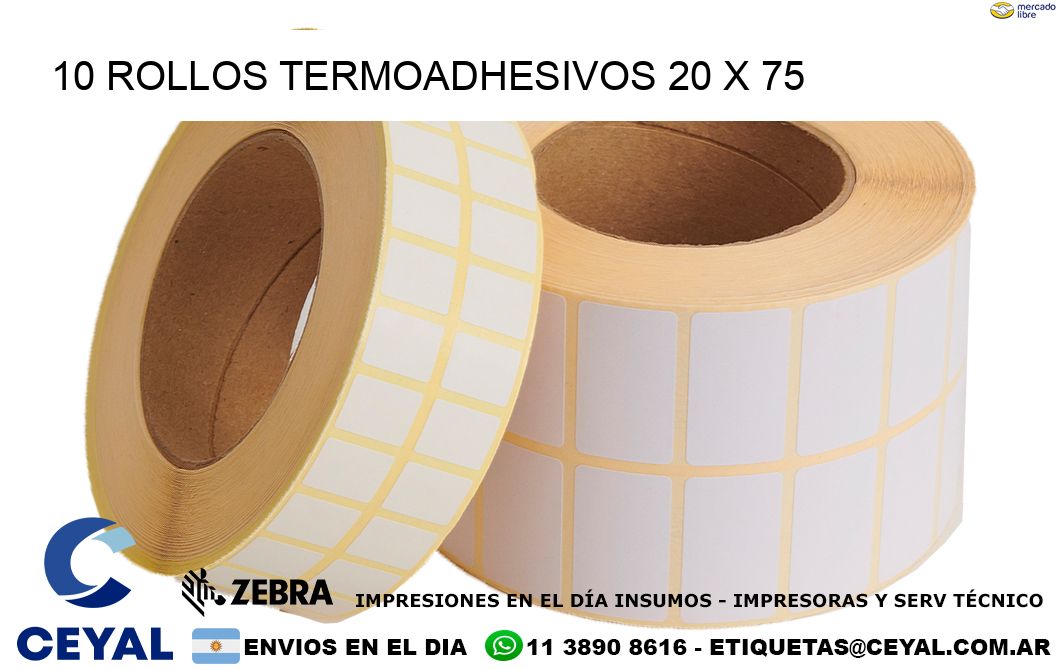 10 ROLLOS TERMOADHESIVOS 20 x 75