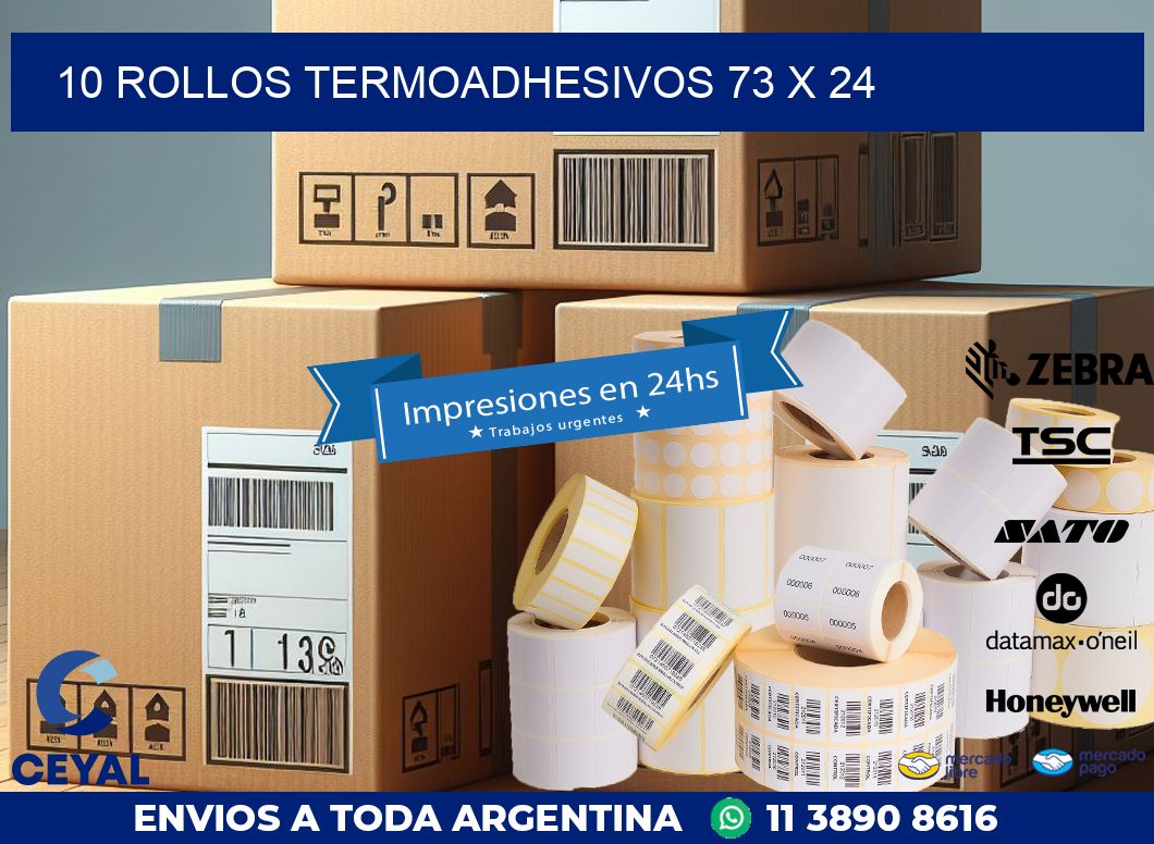 10 ROLLOS TERMOADHESIVOS 73 x 24