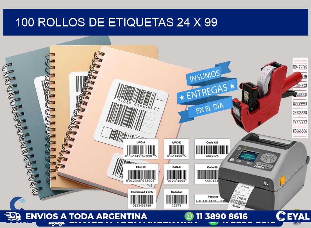 100 ROLLOS DE ETIQUETAS 24 x 99