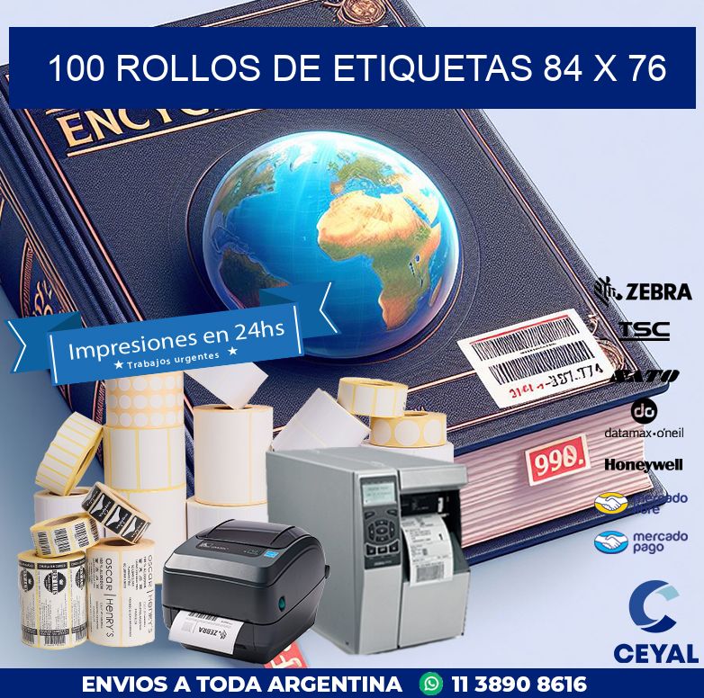100 ROLLOS DE ETIQUETAS 84 x 76