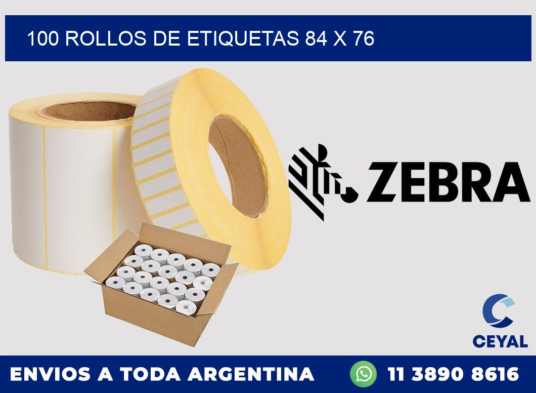 100 ROLLOS DE ETIQUETAS 84 x 76