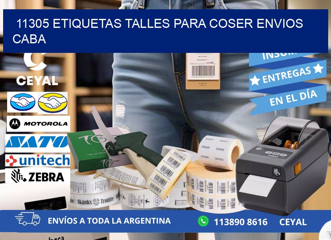 11305 ETIQUETAS TALLES PARA COSER ENVIOS CABA
